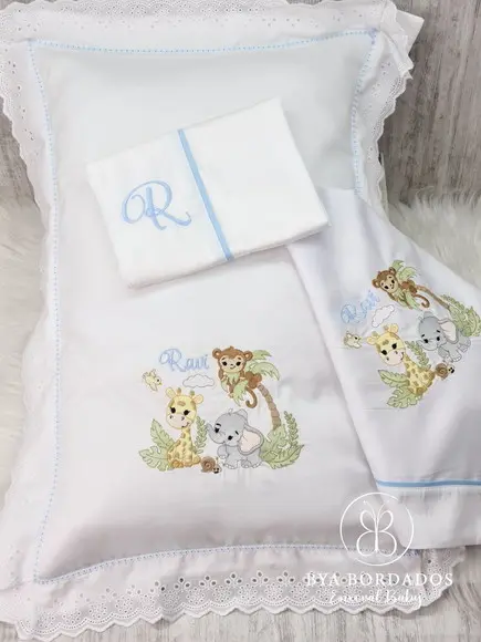 Kit Enxoval Bebê Maternidade Personalizado Bordado Safari