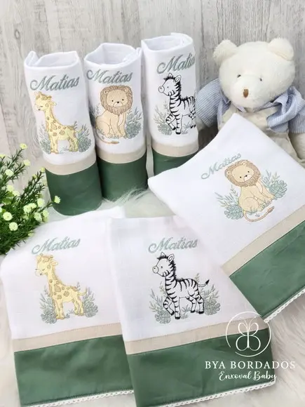 Kit Enxoval Bebê Maternidade Personalizado Safari