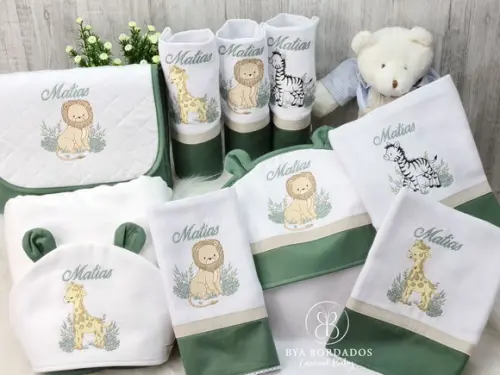 Kit Enxoval Bebê Maternidade Personalizado Safari