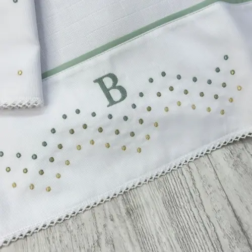 Kit Enxoval Bebê Monograma Folhagem e Poá
