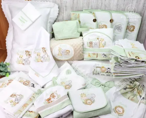 Kit Enxoval Bebê Personalizado Bordado Safari