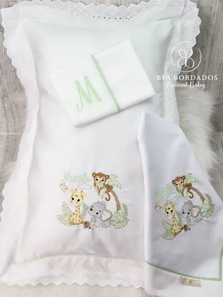 Kit Enxoval Bebê Personalizado Bordado Safari