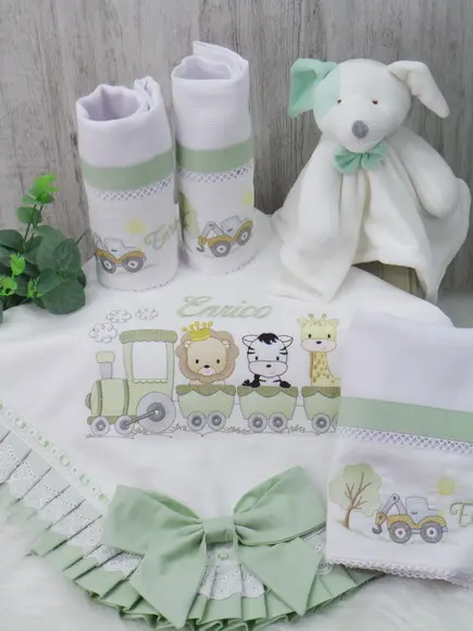 Kit Enxoval Bebê Personalizado Bordado Safari