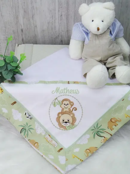 Kit Enxoval Bebê Personalizado Bordado Safari
