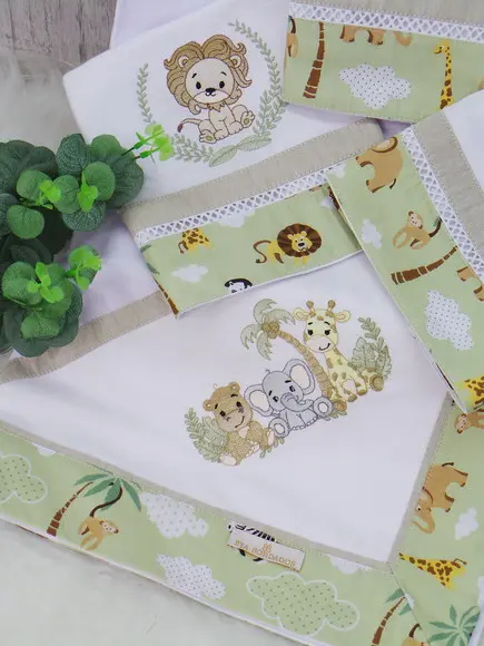 Kit Enxoval Bebê Personalizado Bordado Safari