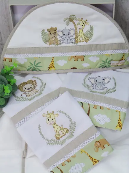 Kit Enxoval Bebê Personalizado Bordado Safari