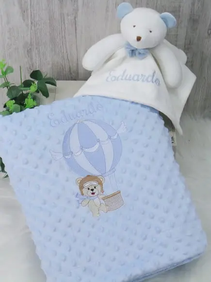 Kit Enxoval Bebê Personalizado Bordado Urso Balão