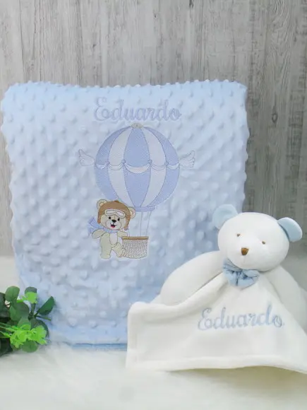 Kit Enxoval Bebê Personalizado Bordado Urso Balão