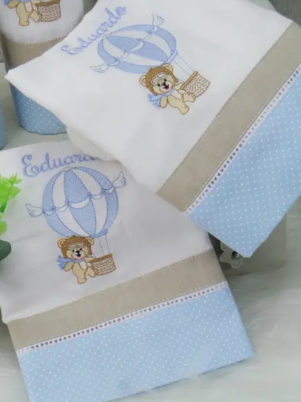 Kit Enxoval Bebê Personalizado Bordado Urso Balão