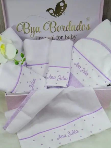 Kit Enxoval Bordado Personalizado Poá