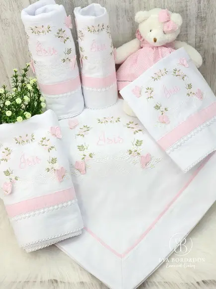 Kit Enxoval Maternidade Personalizado Menina Bordado