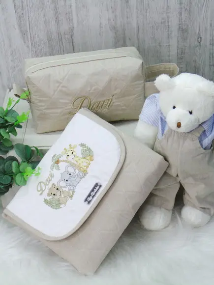 Kit Enxoval Safari Bordado e Personalizado