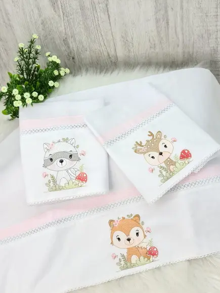 Kit Fralda Bebê Bordado Bosque