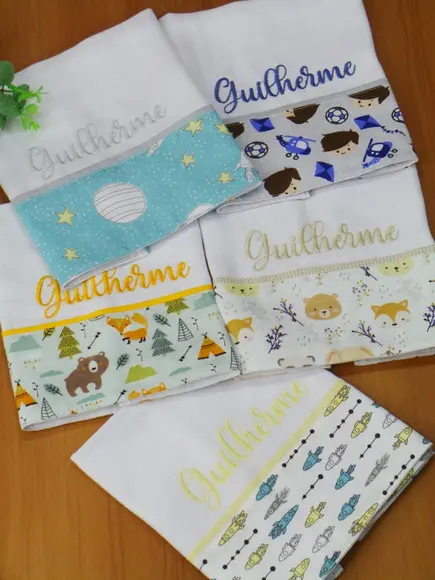 Kit Fralda Boca Bebê Personalizada Bichinhos da Floresta