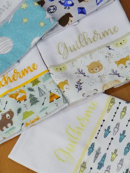 Kit Fralda Boca Bebê Personalizada Bichinhos da Floresta