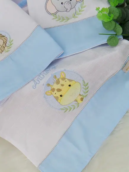 Kit Fraldas Bebê Bordada Personalizada Safari
