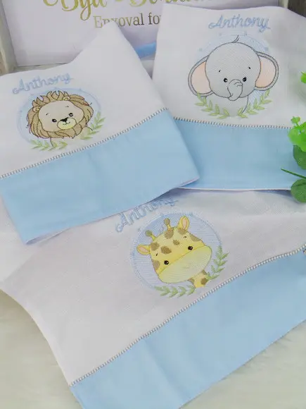 Kit Fraldas Bebê Bordada Personalizada Safari