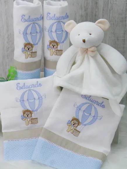 Kit Fraldas Bebê Personalizada Urso Balão