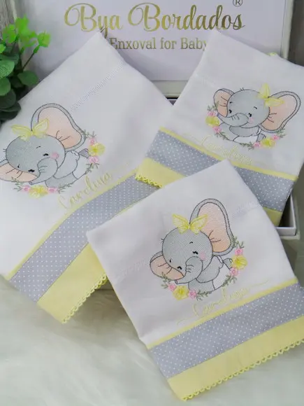 Kit Fraldas Bebê Personalizada Elefantinha
