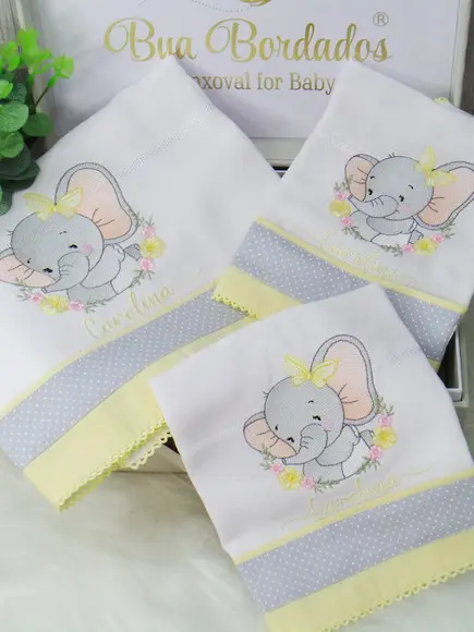 Kit Fraldas Bebê Personalizada Elefantinha