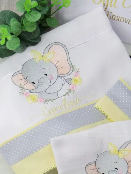 Kit Fraldas Bebê Personalizada Elefantinha