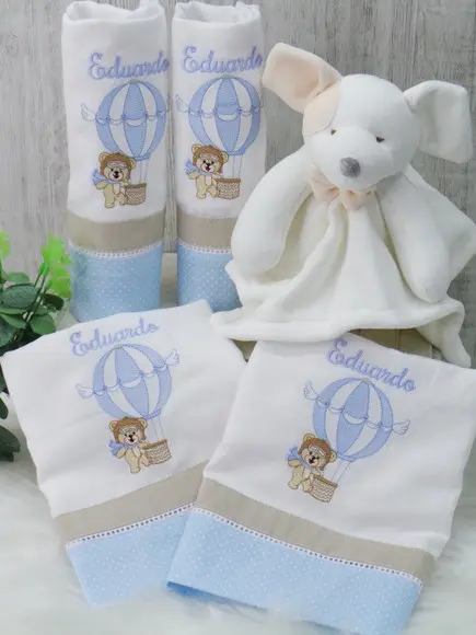 Kit Fraldas Bebê Personalizada Urso Balão