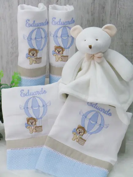 Kit Fraldas Bebê Personalizada Urso Balão
