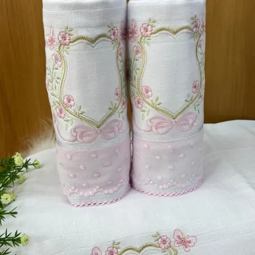 Kit Fraldas Bordado Brasão Floral