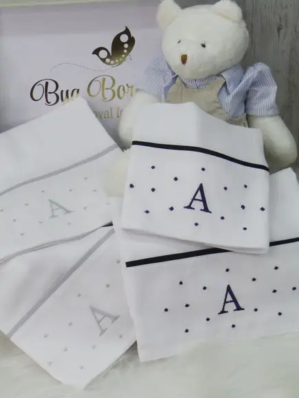 Kit Fraldas Bordado Poá Personalizada
