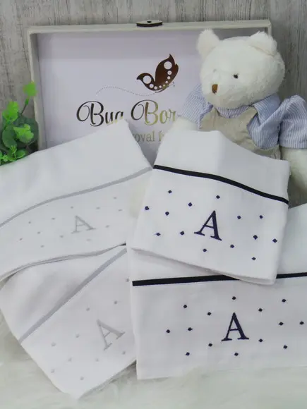 Kit Fraldas Bordado Poá Personalizada