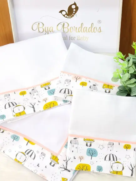 Kit Fraldas e Cueiro Bebê Incluso Nome do Bebê