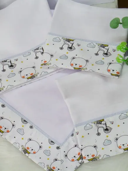 Kit Fraldas e Cueiro Bebê Ursinho Incluso Nome do Bebê