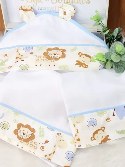 Kit Fraldas e Cueiro Safari Incluso Nome do Bebê