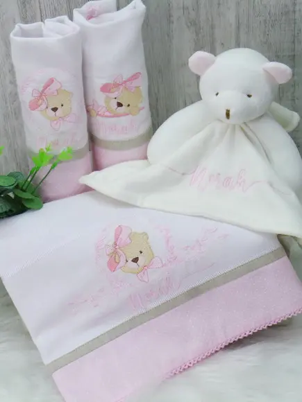 Kit Fraldas e Naninha Ursinha Personalizada