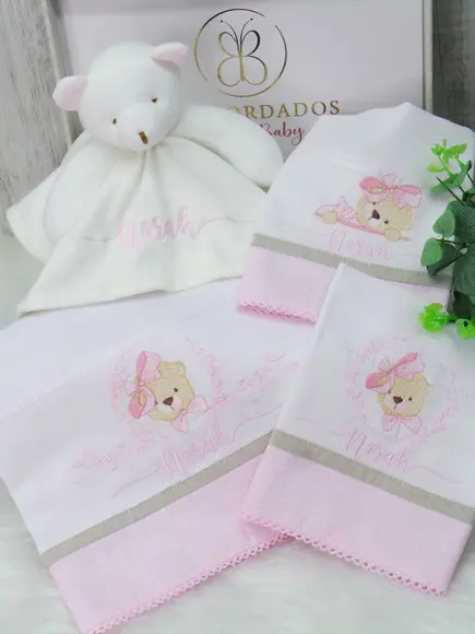 Kit Fraldas e Naninha Ursinha Personalizada