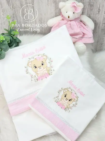 Kit Lençol Berço Safari Menina 03 Peças