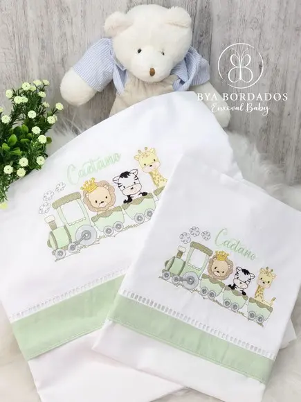 Kit Lençol Berço Safari Menino 03 Peças