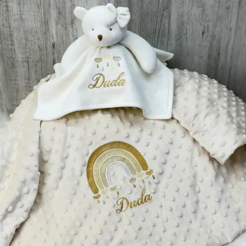 Kit Presente Cobertor e Naninha Personalizados Boho