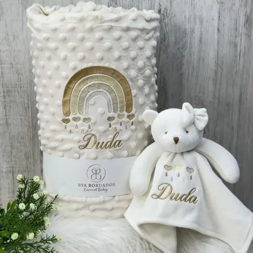 Kit Presente Cobertor e Naninha Personalizados Boho