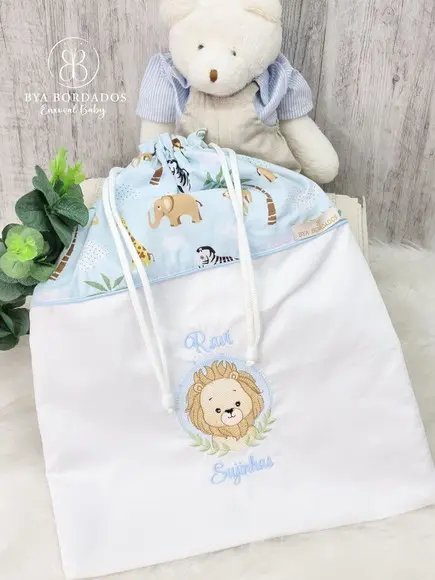 Kit Saquinho Maternidade e Saco Roupa Suja Safari