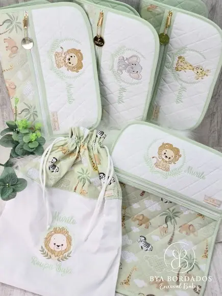 Kit Saquinho Maternidade e Saco Roupa Suja Safari