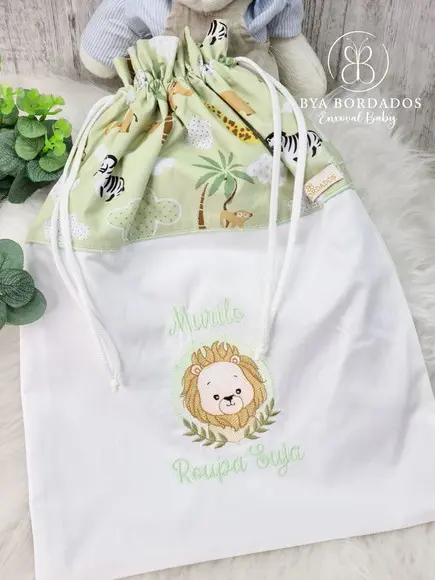 Kit Saquinho Maternidade e Saco Roupa Suja Safari