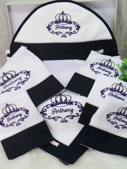 Kit Toalha Fralda Capuz e Fraldas Coroa