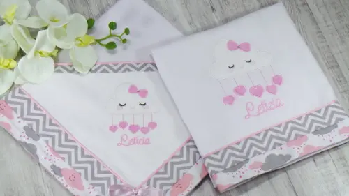 Kit Toalha Fralda e Cueiro Chuva de Amor