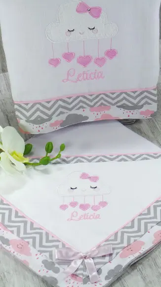 Kit Toalha Fralda e Cueiro Chuva de Amor