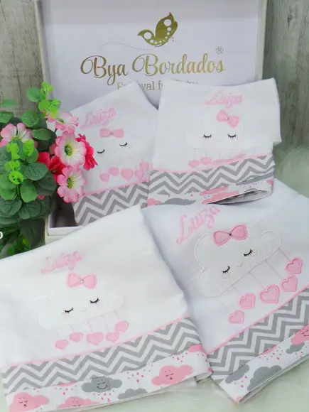 Kit Toalha Fralda e Fraldas Chuva de Amor