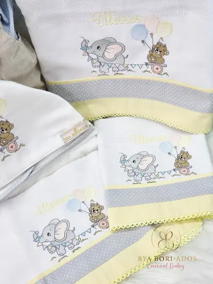 Kit Tolha E Fraldas Personalizada Elefantinho