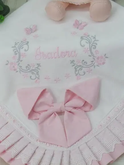 Manta Bebê em Piquet Personalizada Borboletas 3d