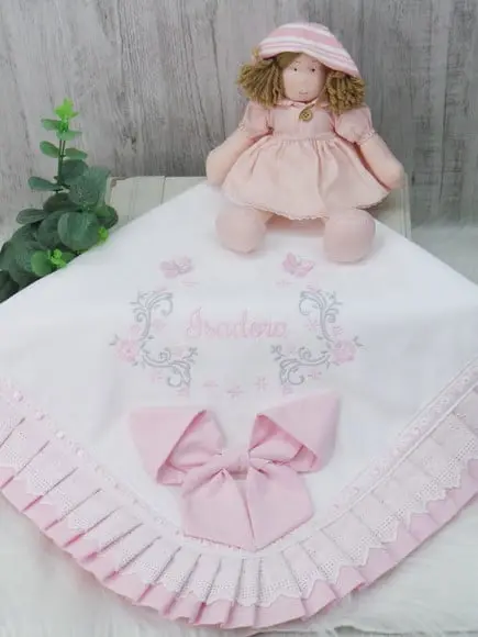 Manta Bebê em Piquet Personalizada Borboletas 3d