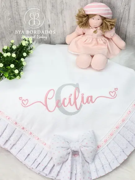 Manta Bebê Personalizada Nome Sobreposto